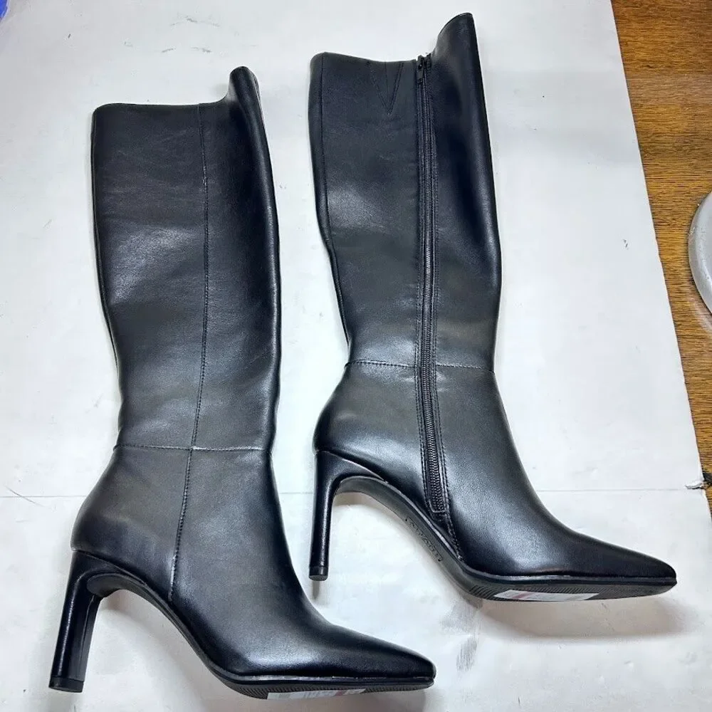 Alfani Womens 10 M WC Black Leather Tristanne High Heel Dress Boots NIB QZ5